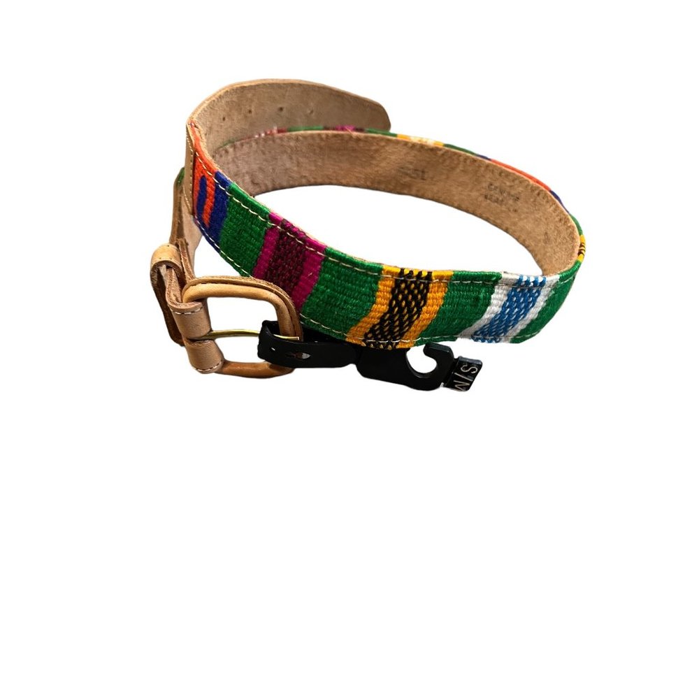 Vintage Leather & Textile Colorful Belt Size Small